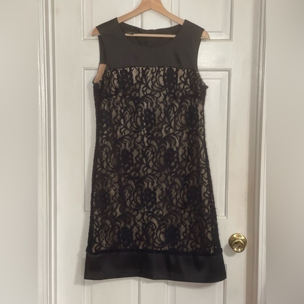 AGB Black Lace Satin Party Dress